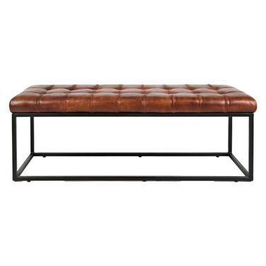 Global Archive 50 Inch Genuine Ottoman Bench In Saddle Brown