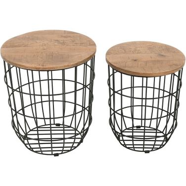 Global Archive Nested Storage Basket End Tables Set of 2 In Black