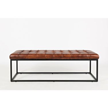 Global Archive 55 Inch Genuine Ottoman Bench In Saddle Brown