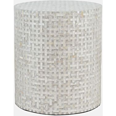 Global Archive Small Terrazzo Handcrafted Capiz Shell Accent Table In Grey