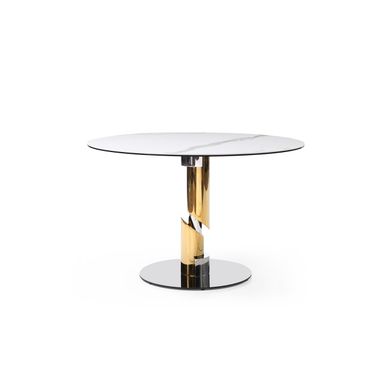 Gloria Ceramic Top Round Dining Table In White
