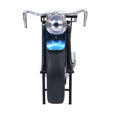 Glory Days 70 Inch Patriotic American Flag Motorcycle Bar Console Table with Storage and Ice Bucket In Red and White and Blue