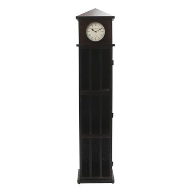 Glory Days Watchtower Vintage Clock Lounge Bar Cabinet with Wine Rack and Storage In Black