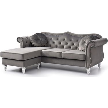 Glory Furniture Hollywood Dark Gray Sofa Chaise