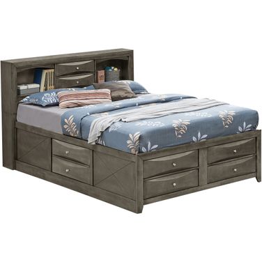 Glory Furniture King Storage Bed in Gray