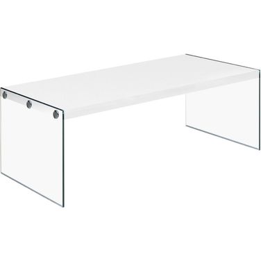 Glossy Coffee Table White With Tempered Glass