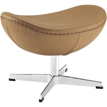 Glove Leather Ottoman In Terracotta