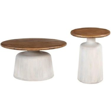Goblet Occasional Table Set In Brown and White