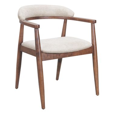 Goka Dining Chair In Beige and Walnut