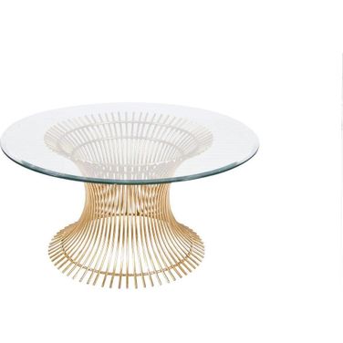 Gold Leaf Iron Coffee Table Base With 30 Inch Bvld Glass