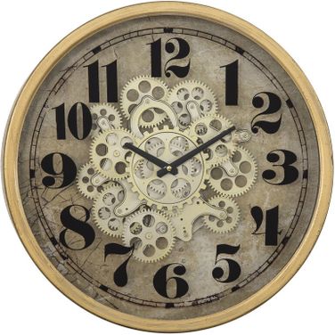 Gold Round Gear Clock In Copper