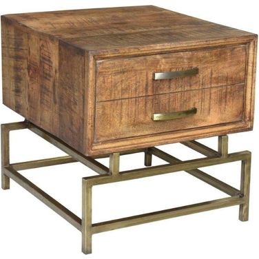 Goldbust 1 Drawer Side Table In Brown