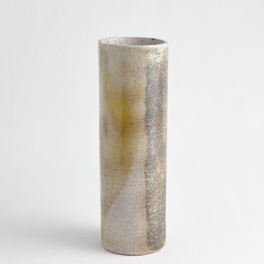 Golden Raku Large Vase In White