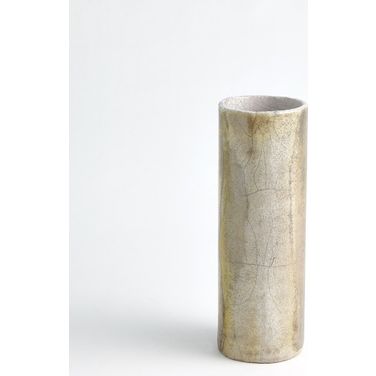 Golden Raku Small Vase In White