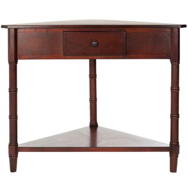 Gomez Dark Cherry Corner Table with Storage Drawer