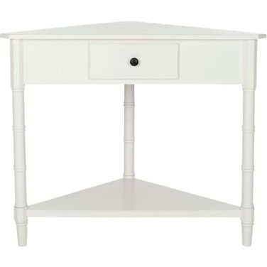 Gomez Distressed Cream Corner Table with Storage Drawer