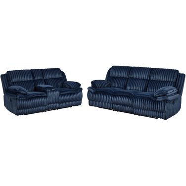 Goodland Double Reclining Living Room Set In Blue