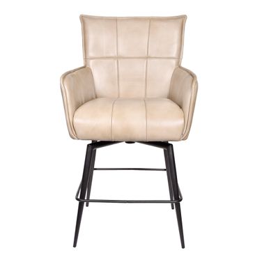 Gordon Genuine Leather Counter Swivel Chair In Stone