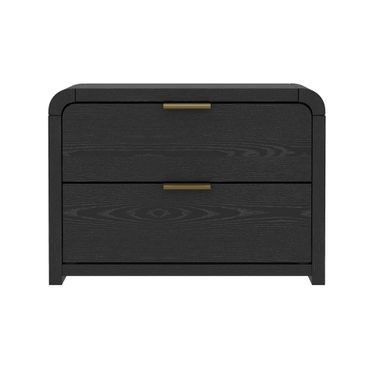 Grace Modern 2-Drawer 28" Nightstand in Black and Gold