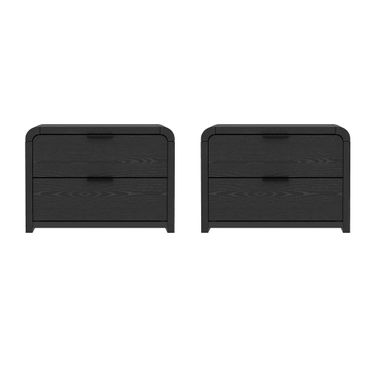 Grace Modern 2-Drawer 28" Nightstand Set of 2 in Black