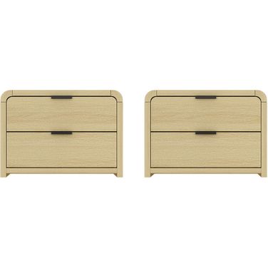 Grace Nightstand Set of 2 In Natural Oak and Black
