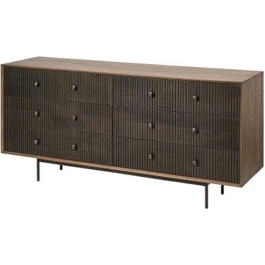 Grace Two-Tone Brown Solid Wood 6 Drawer Sideboard