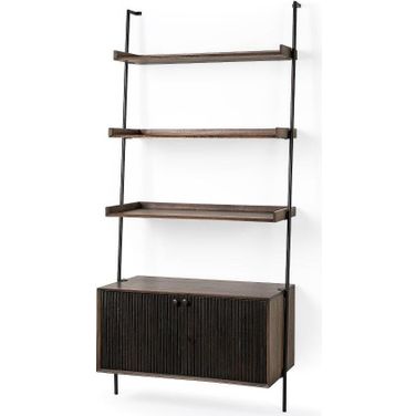 Grace Two-Toned Brown Wood Three Shelf Shelving Unit