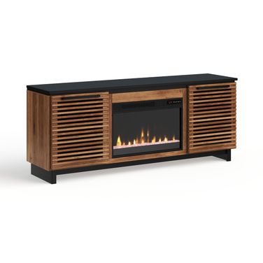 Graceland 69 Inch Two-Tone Wood Fireplace TV Stand In Black and bourbon