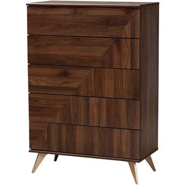 Graceland Walnut Brown Finished Wood 5-Drawer Storage Chest