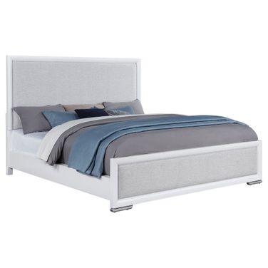 Gracemont 57-Inch California King Panel Bed In White and Grey