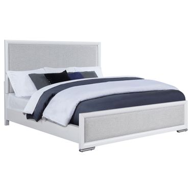 Gracemont 57-Inch Eastern King Panel Bed In White and Grey