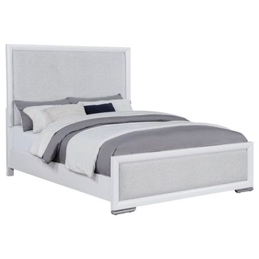 Gracemont 57-Inch Queen Panel Bed In White and Grey