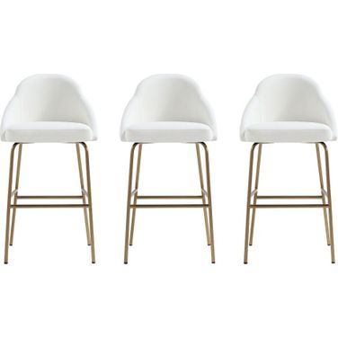 Gracie Barstool Set of 3 In White and Gold