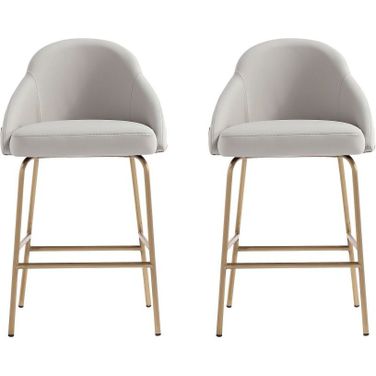 Gracie Counter Stool Set of 2 In Stone and Gold