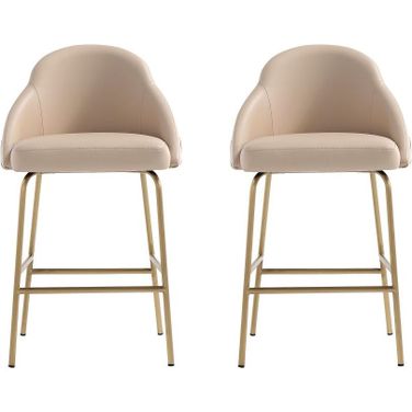 Gracie Counter Stool Set of 2 In Tan and Gold