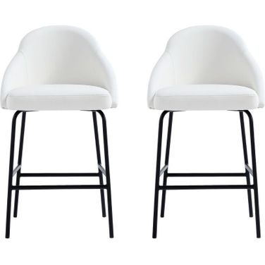Gracie Counter Stool Set of 2 In White and Black