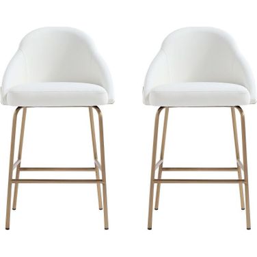 Gracie Counter Stool Set of 2 In White and Gold