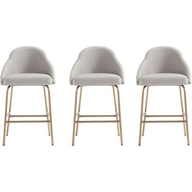 Gracie Counter Stool Set of 3 In Stone and Gold