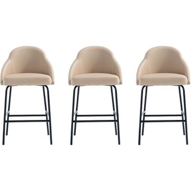 Gracie Counter Stool Set of 3 In Tan and Black