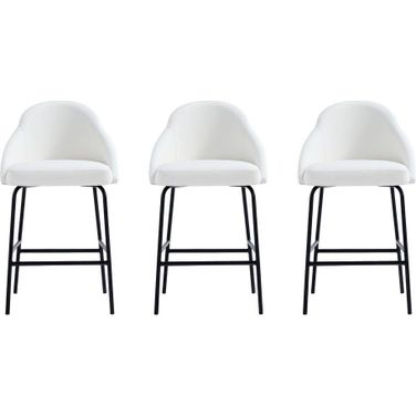 Gracie Counter Stool Set of 3 In White and Black