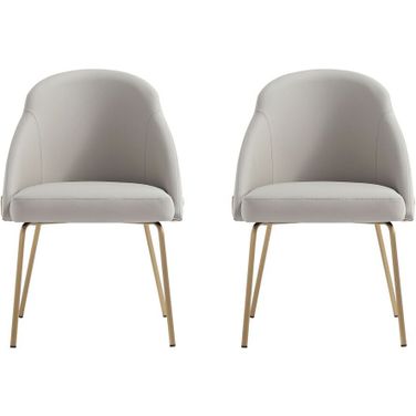 Gracie Dining Chair Set of 2 In Stone and Gold