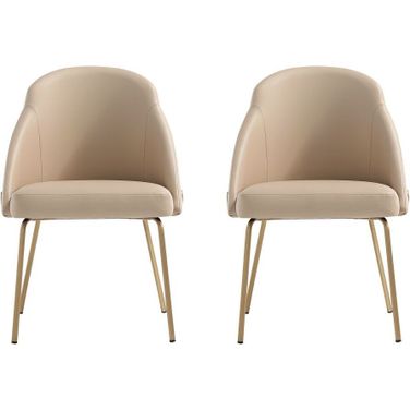 Gracie Dining Chair Set of 2 In Tan and Gold