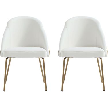 Gracie Dining Chair Set of 2 In White and Gold