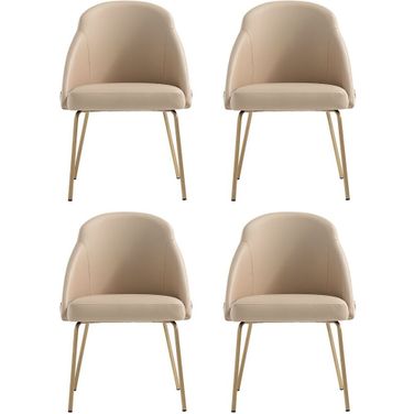 Gracie Dining Chair Set of 4 In Tan and Gold