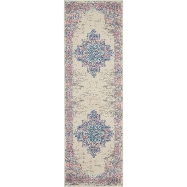 Grafix 2' x 6' Indoor Rug In Ivory and Pink