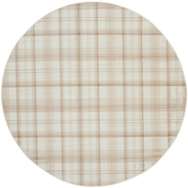 Grafix 8' x 8' Round Farmhouse Indoor Rug In Ivory Beige