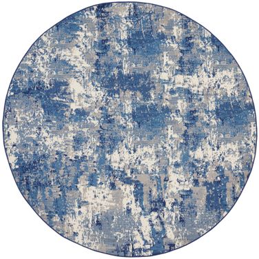 Grafix 8' x 8' Round Indoor Rug In Navy Blue