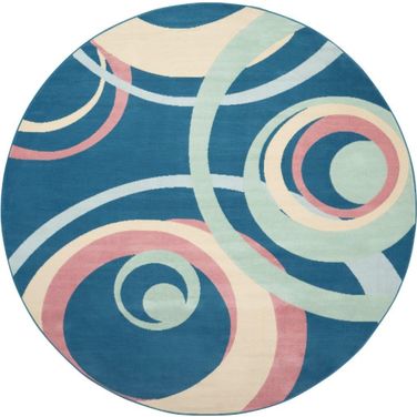 Grafix Blue Multi Colored 8' x 8' Round Area Rug