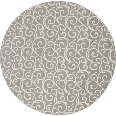 Grafix Grey 8' x 8' Round Contemporary Area Rug