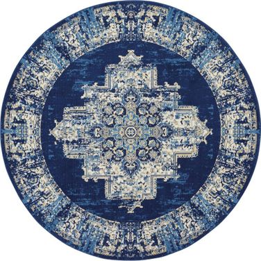 Grafix Navy Blue 8' x 8' Round Area Rug
